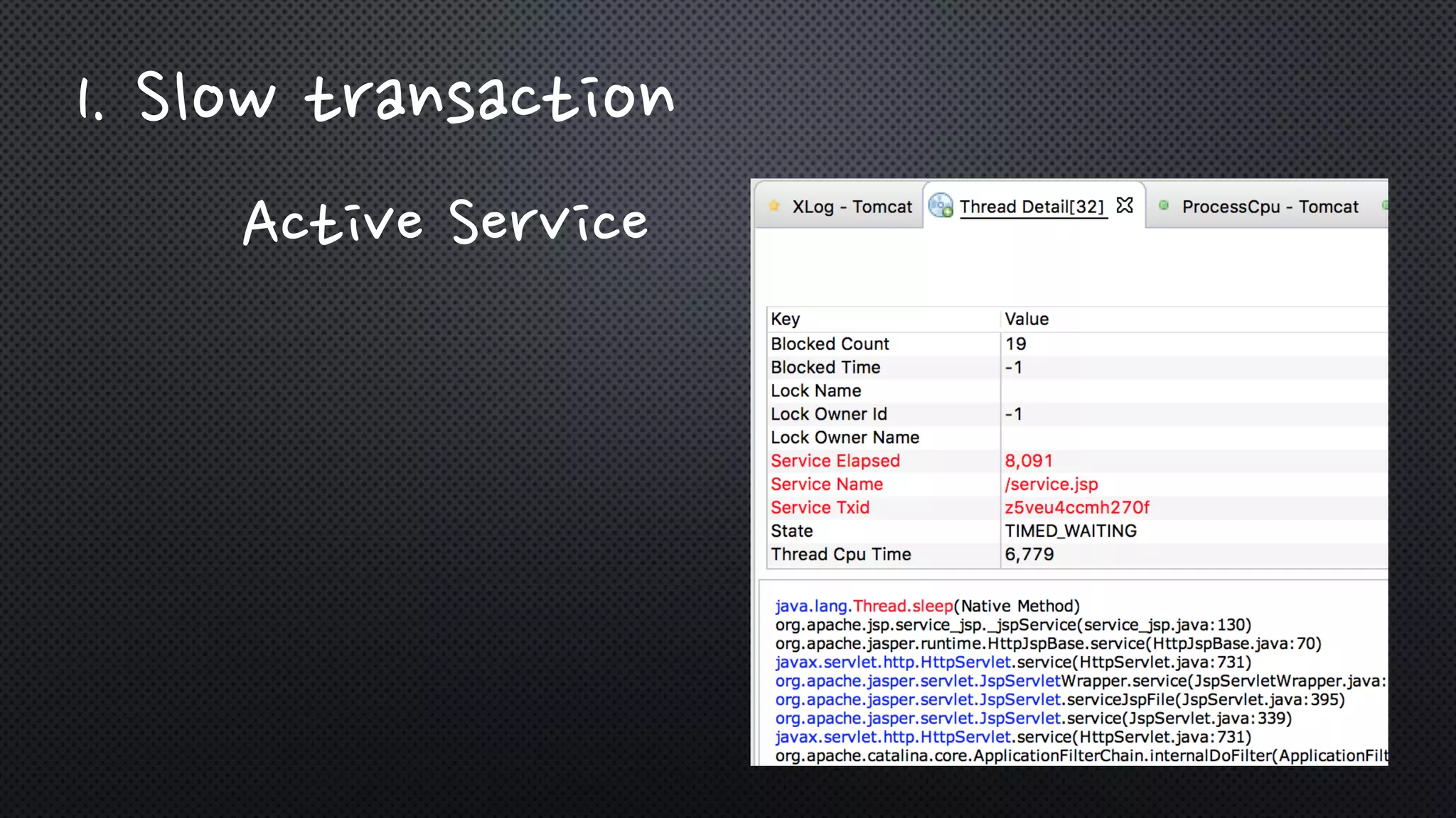 1. Slow transaction
Active Service
 