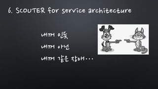 내꺼 인듯
내꺼 아닌
내꺼 같은 장애…
6. SCOUTER for service architecture
 