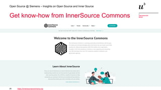 28
Open Source @ Siemens – Insights on Open Source and Inner Source
Get know-how from InnerSource Commons
https://innersourcecommons.org
 