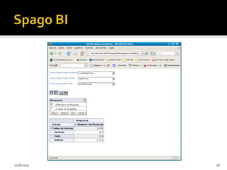 Spago BIEm 2004, o ambiente foi completado e liberado sob a GPL no Source-Forge e posteriormente hospedado no ObjectWeb, hoje OW2.O sistema, hoje, está sob a licença LGPL e tem também a vantagem de ser verdadeiramente livre, devido ao modelo de negócio aplicado. 24/07/201014