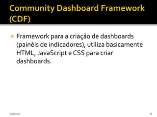 Pentaho Report Designer (PRD)Gerador de relatórios "pixel perfect" da suite, facilita a criação de relatórios "ricos" com uma aparência mais profissional e personalizada, adicionalmente permite a publicação desses relatórios no PUC, permite inclusive que filtros simples sejam publicados diretamente sem a criação de xactions no PDS.24/07/201054