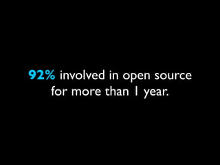 92% involved in open source
   for more than 1 year.
 