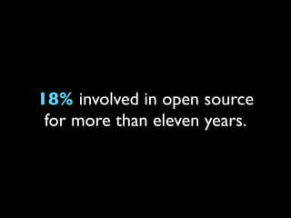 18% involved in open source
 for more than eleven years.
 