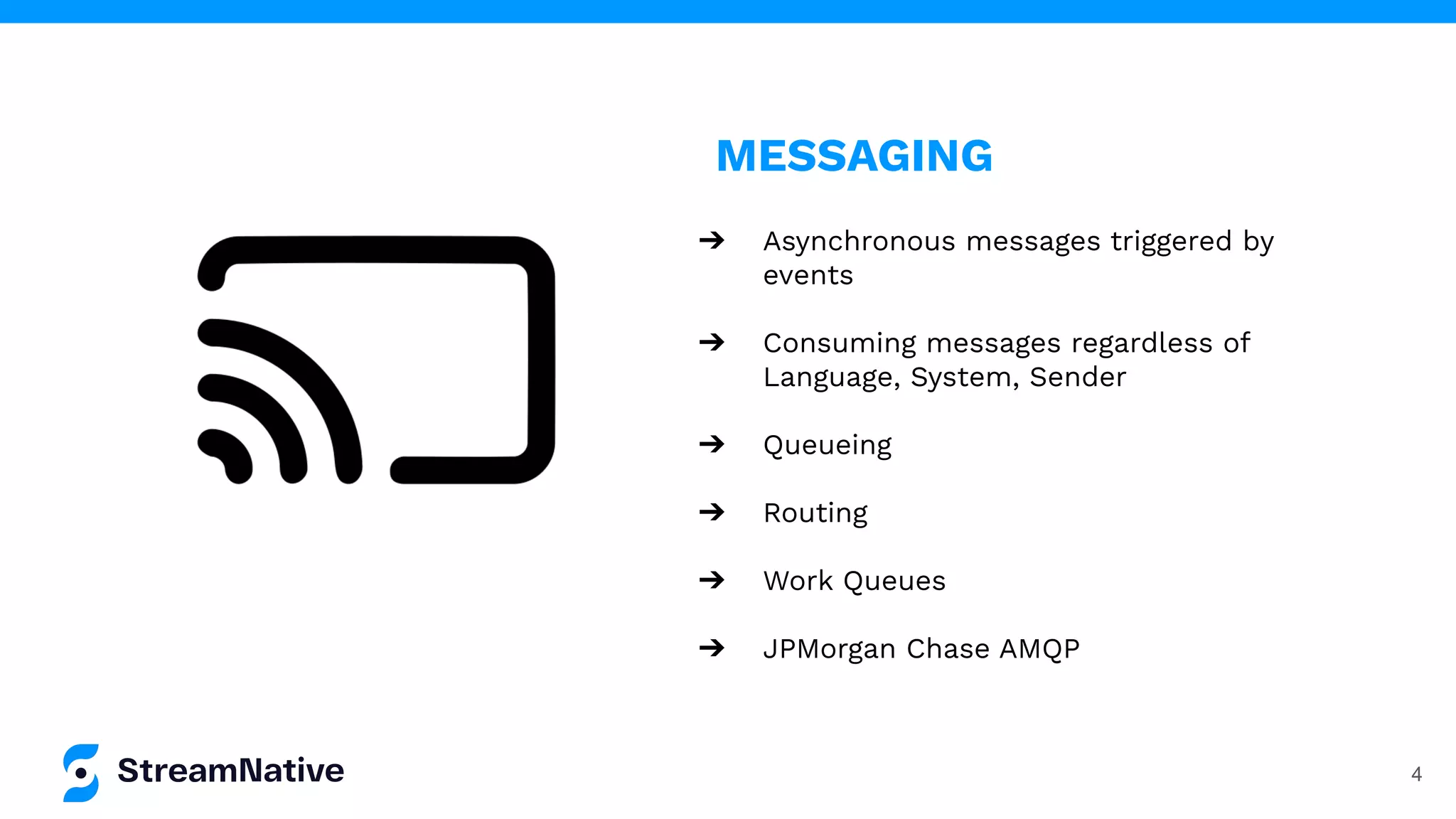 4
➔ Asynchronous messages triggered by
events
➔ Consuming messages regardless of
Language, System, Sender
➔ Queueing
➔ Routing
➔ Work Queues
➔ JPMorgan Chase AMQP
MESSAGING
 