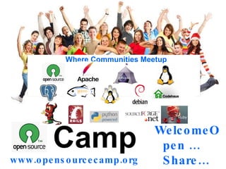 Welcome www.opensourcecamp.org WelcomeOpen …  Share… 