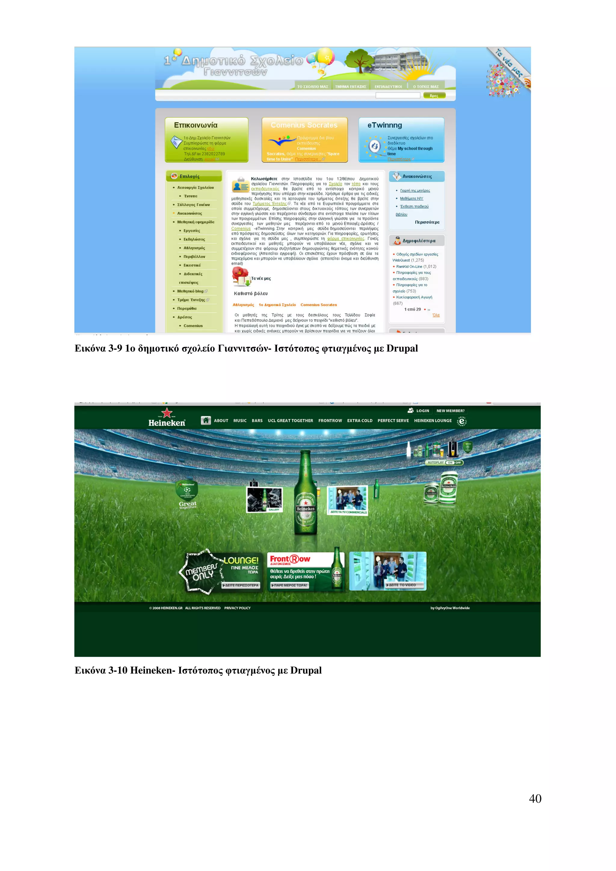 Εικόνα 3-9 1o δηµοτικό σχολείο Γιαννιτσών- Ιστότοπος φτιαγµένος µε Drupal




Εικόνα 3-10 Heineken- Ιστότοπος φτιαγµένος µε Drupal




                                                                            40
 