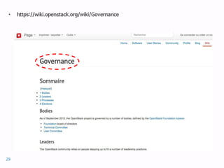 • https://wiki.openstack.org/wiki/Governance
29
 