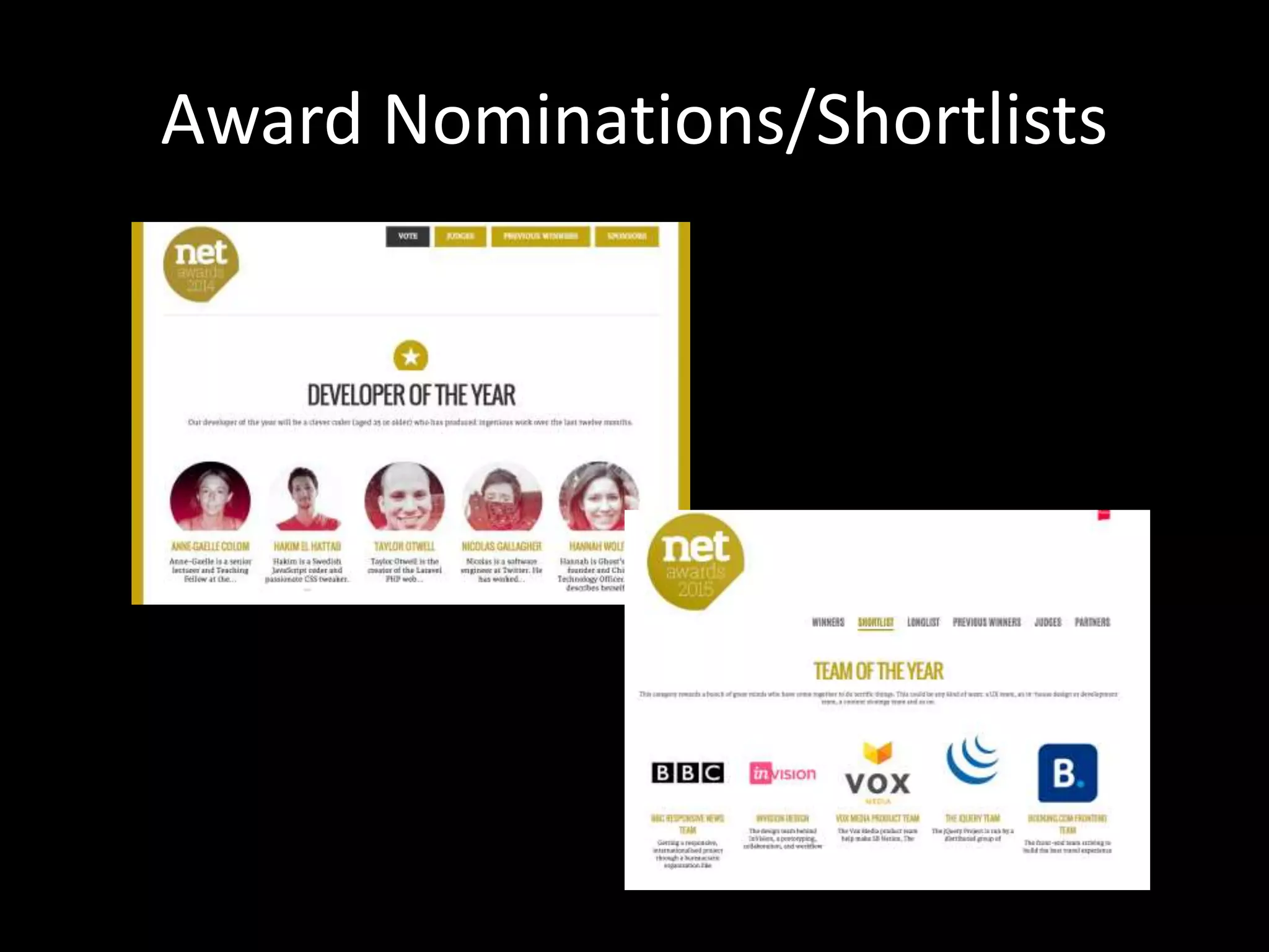 Award Nominations/Shortlists
 