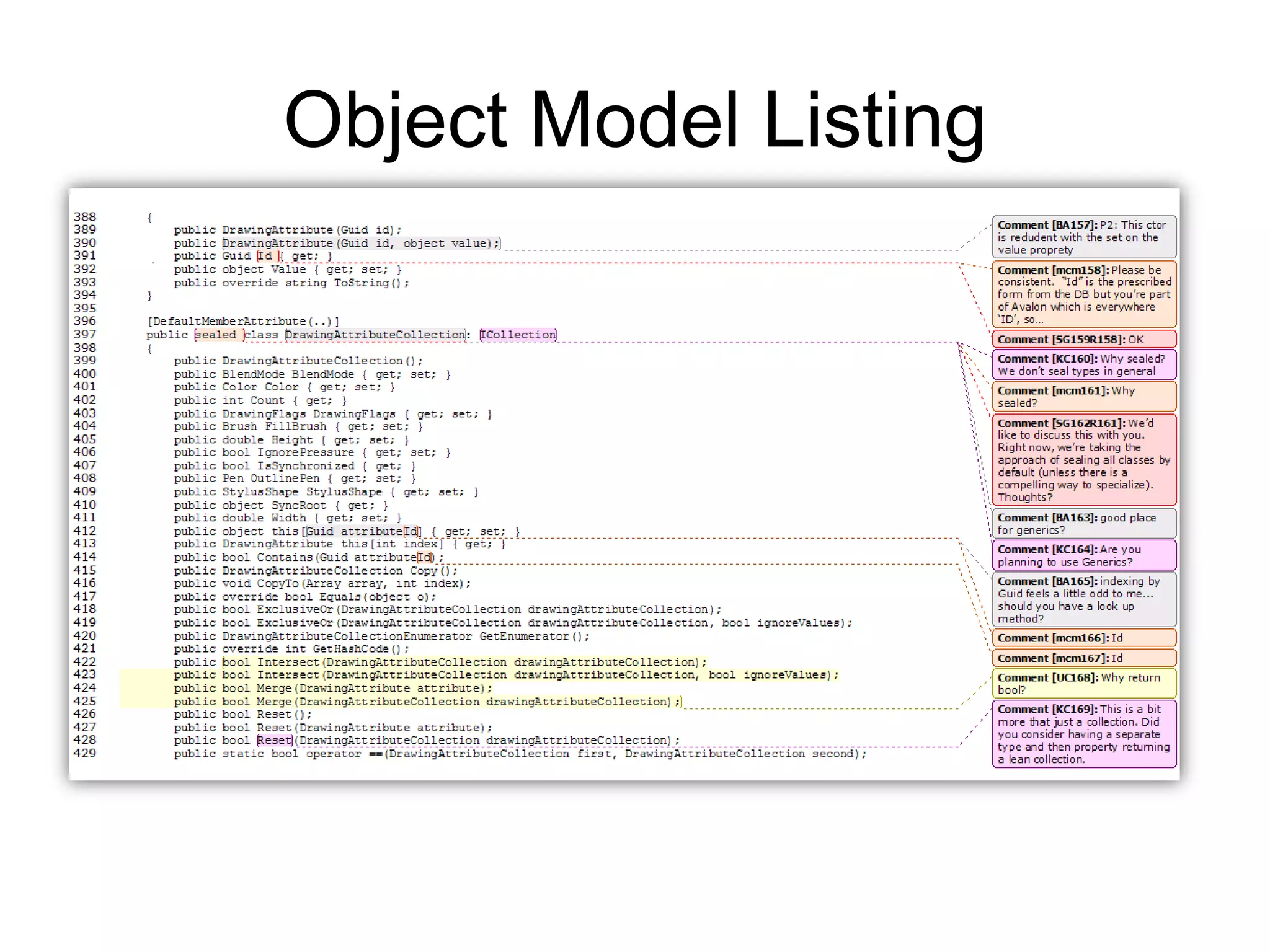 Object Model Listing
 