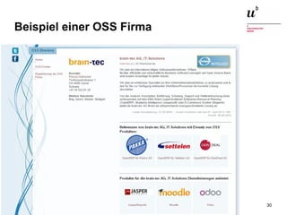 Einführung in die Thematik: Open Source ERP Systeme13. Januar 2015 30
Beispiel einer OSS Firma
 