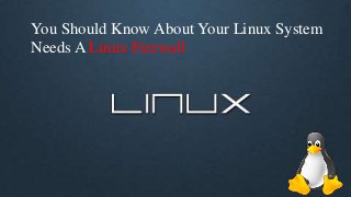 You Should Know About Your Linux System
Needs A Linux Firewall
 