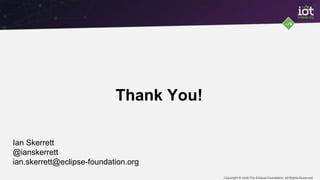 Copyright © 2016 The Eclipse Foundation. All Rights Reserved
Thank You!
Ian Skerrett
@ianskerrett
ian.skerrett@eclipse-foundation.org
 