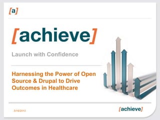 Launch with Confidence
Harnessing the Power of Open
Source & Drupal to Drive
Outcomes in Healthcare
5/16/2013
 