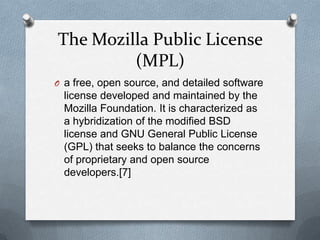 Open source initiative osi mozilla public license | PPTX | Law