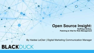 Open Source Insight:
NotPetya Strikes,
Patching Is Vital for Risk Management
By Haidee LeClair | Digital Marketing Communication Manager
 
