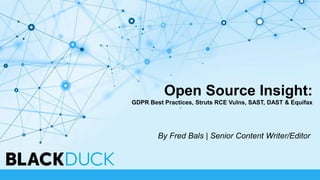 Open Source Insight:
GDPR Best Practices, Struts RCE Vulns, SAST, DAST & Equifax
By Fred Bals | Senior Content Writer/Editor
 
