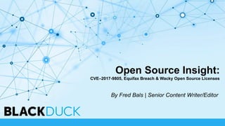 Open Source Insight:
CVE–2017-9805, Equifax Breach & Wacky Open Source Licenses
By Fred Bals | Senior Content Writer/Editor
 