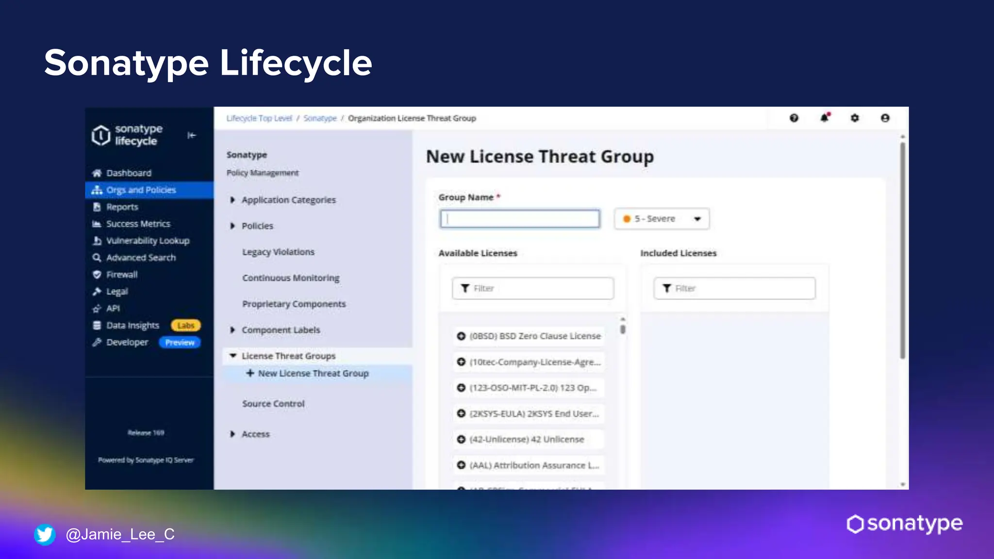 @Jamie_Lee_C
Sonatype Lifecycle
 