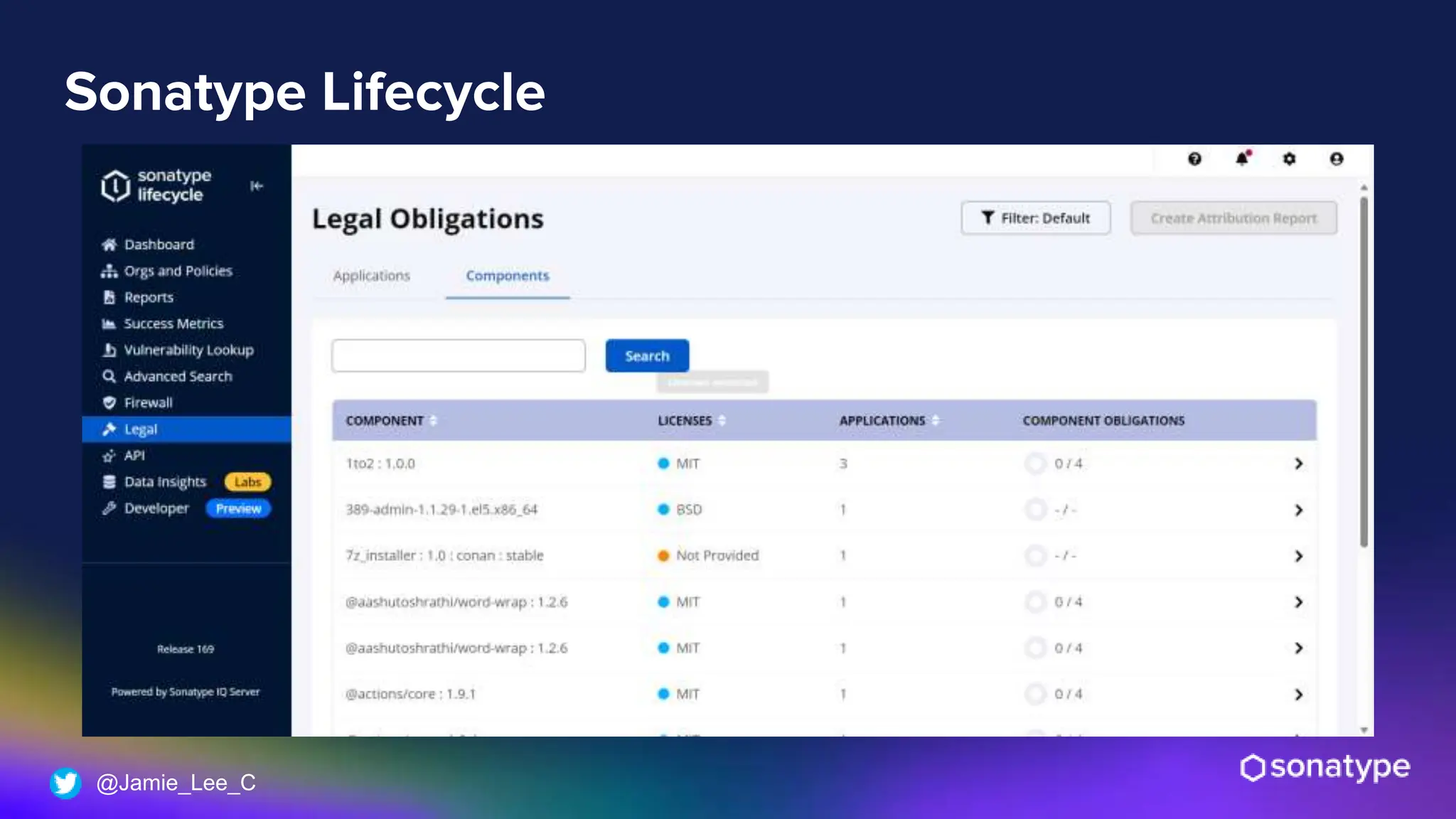 @Jamie_Lee_C
Sonatype Lifecycle
 