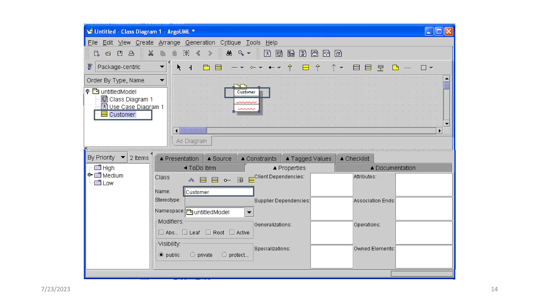 7/23/2023 14
1. New a Model.
2. Add a class in the class diagram in the Model.
 