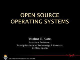 Tushar B Kute, Assistant Professor,  Sandip Institute of Technology & Research Centre, Nashik 