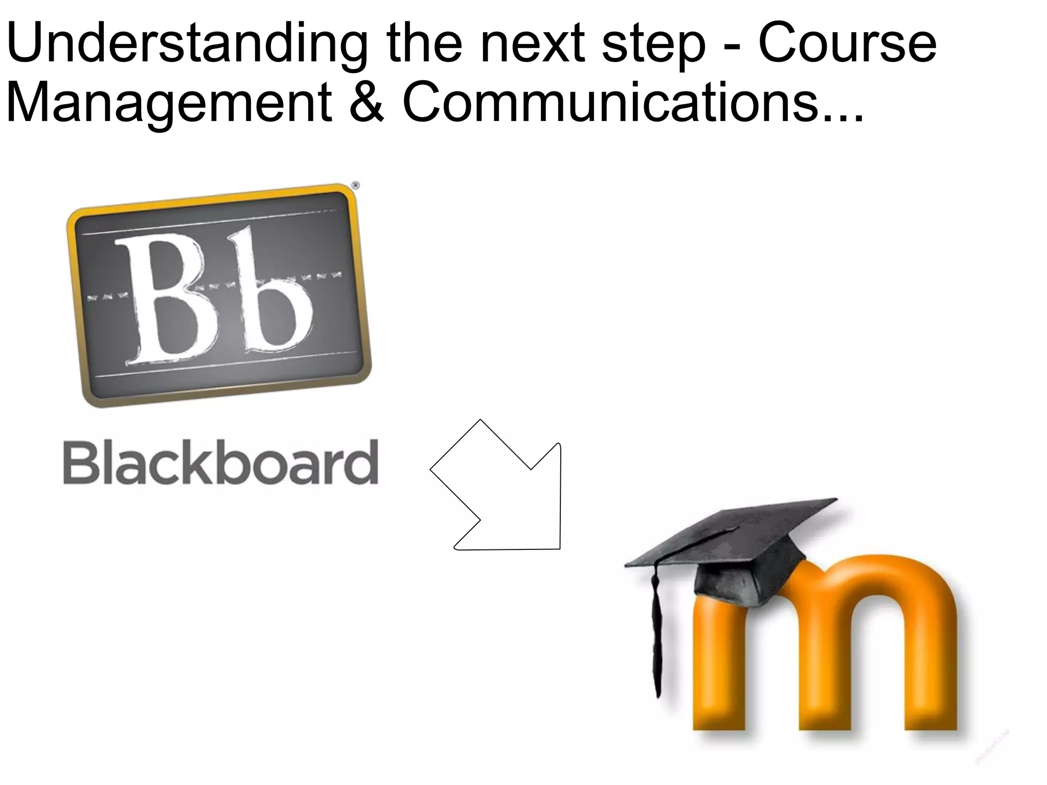 Understanding the next step - Course Management & Communications... 
