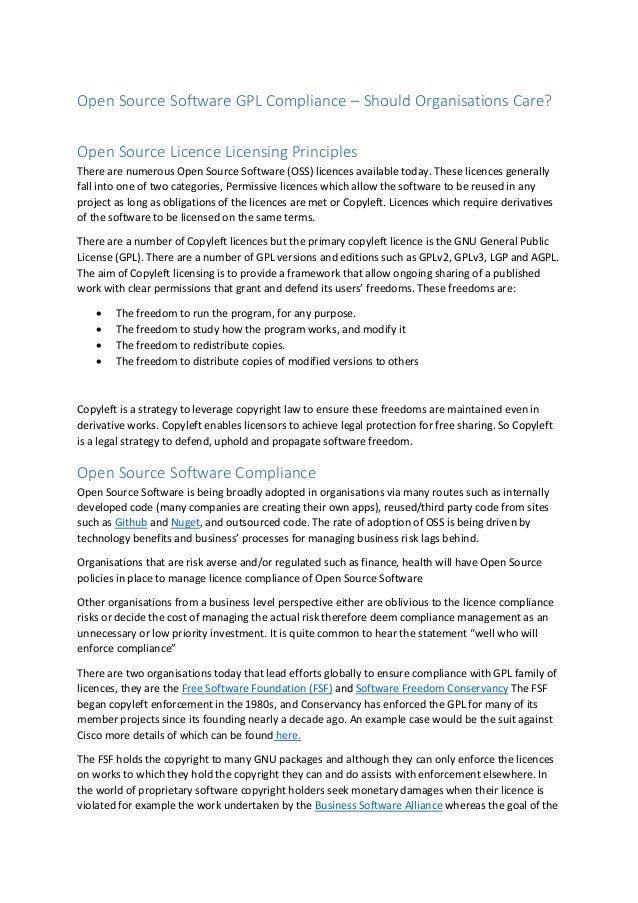 Open Source Software Gpl Compliance Should Organisations Care