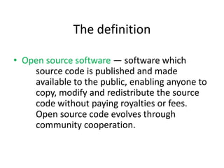 In 1998 term “free” replaced by “open source” to avoid confusion.
