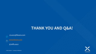 THANK YOU AND Q&A!
© 2017 Flexera | Company Confidential
JLuszcz@flexera.com
www.flexera.com
@JeffLuszcz
 