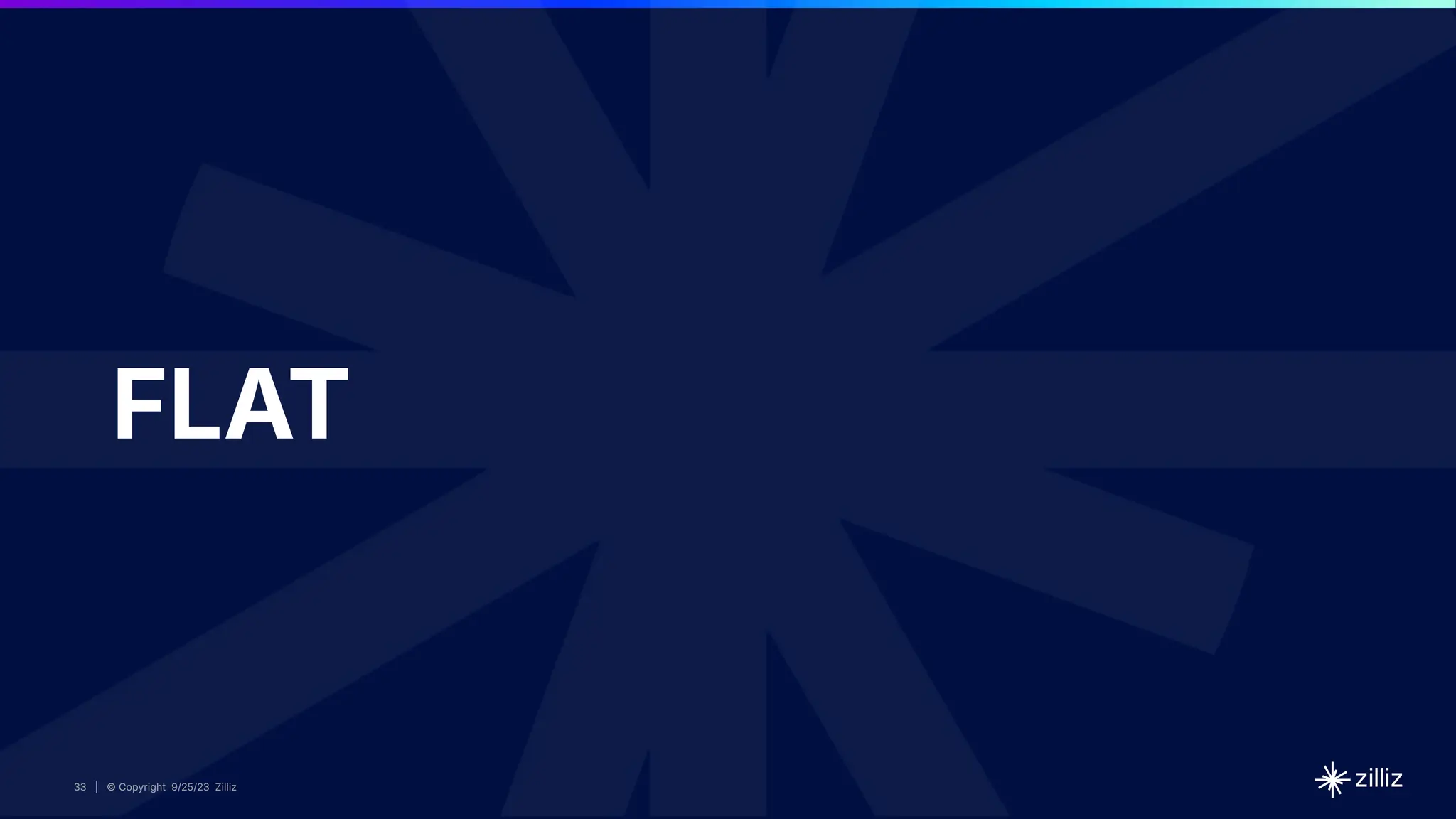 33 | © Copyright 2023 Zilliz
33 | © Copyright 9/25/23 Zilliz
33
FLAT
 