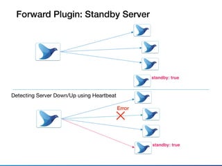 Forward Plugin: Standby Server
Detecting Server Down/Up using Heartbeat
standby: true
Error
standby: true
 