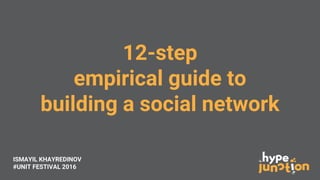 ISMAYIL KHAYREDINOV
#UNIT FESTIVAL 2016
12-step
empirical guide to
building a social network
 