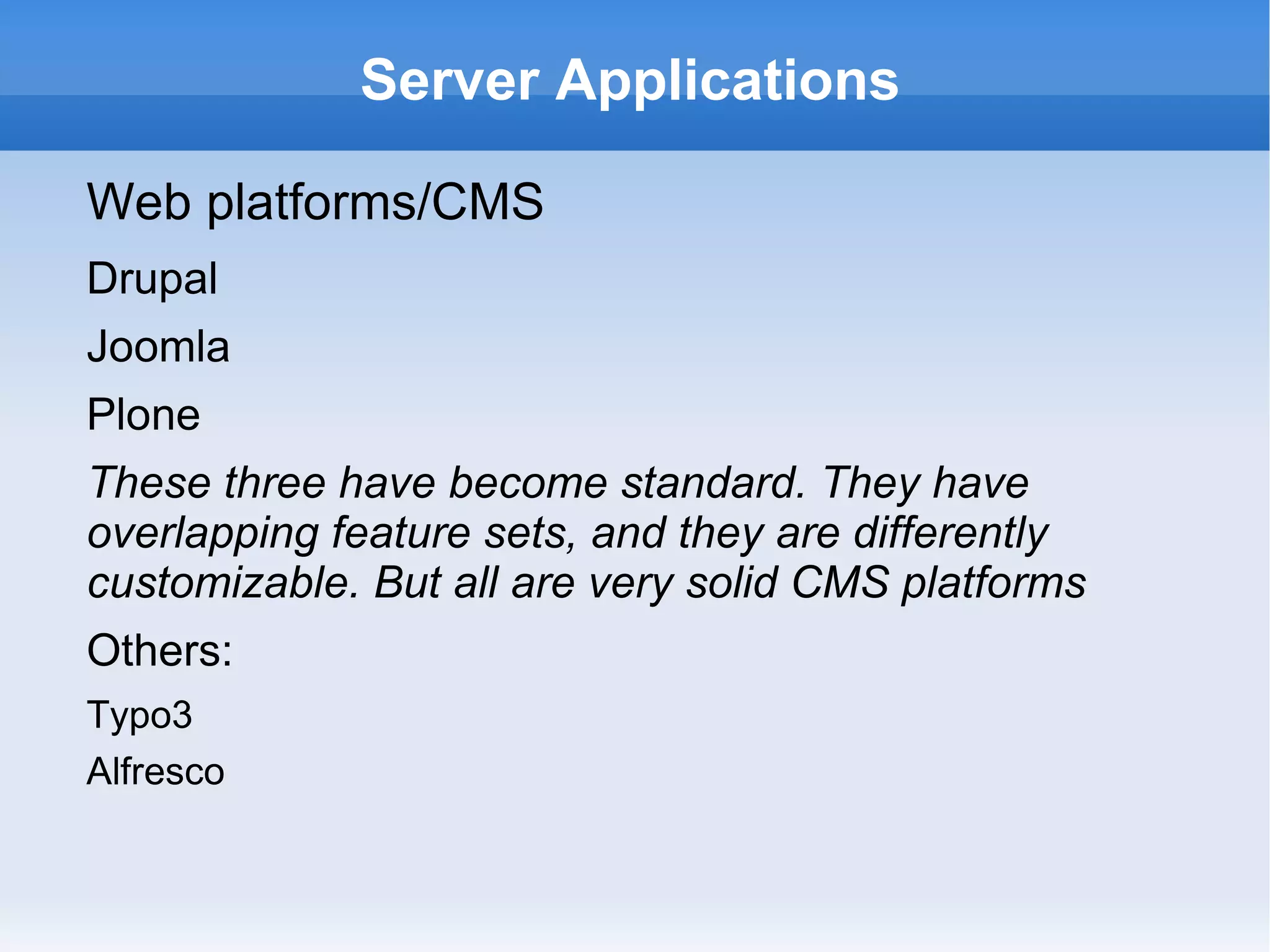 There are two common, mature open source operating systems... Linux RedHat/Fedora 