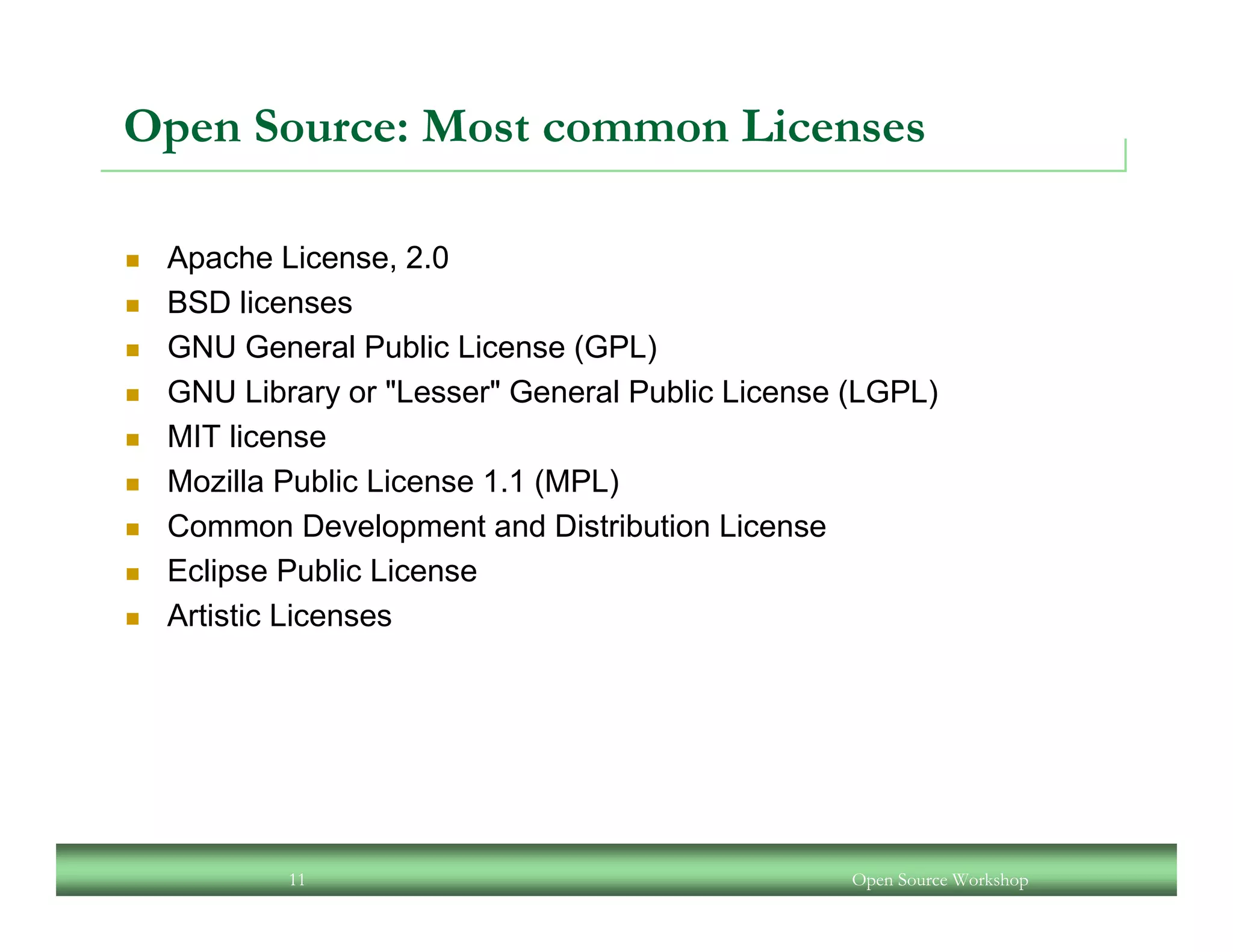 An Open Source Workshop