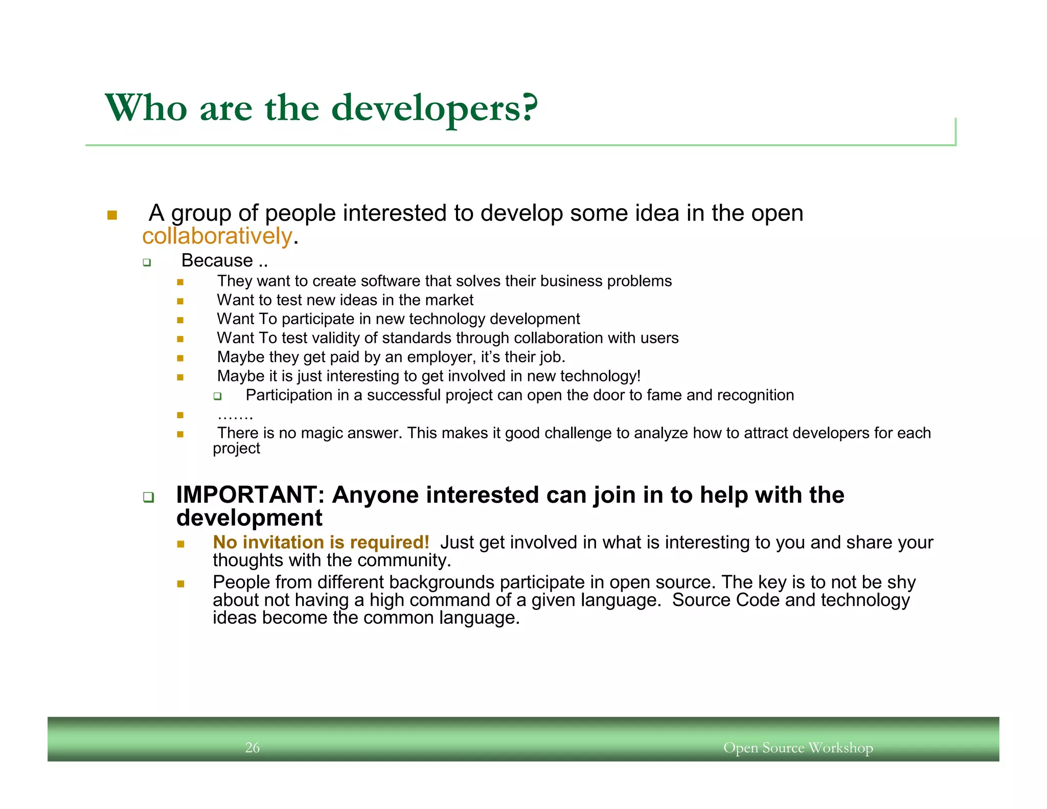 An Open Source Workshop