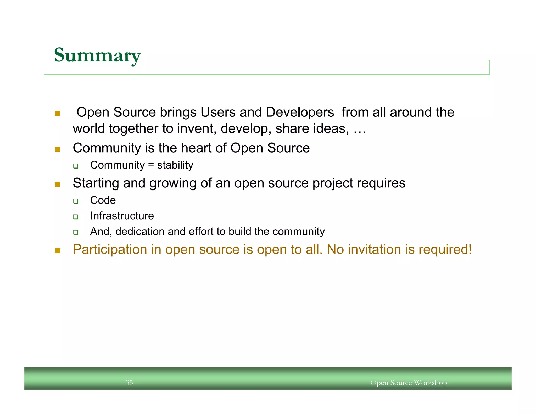 An Open Source Workshop