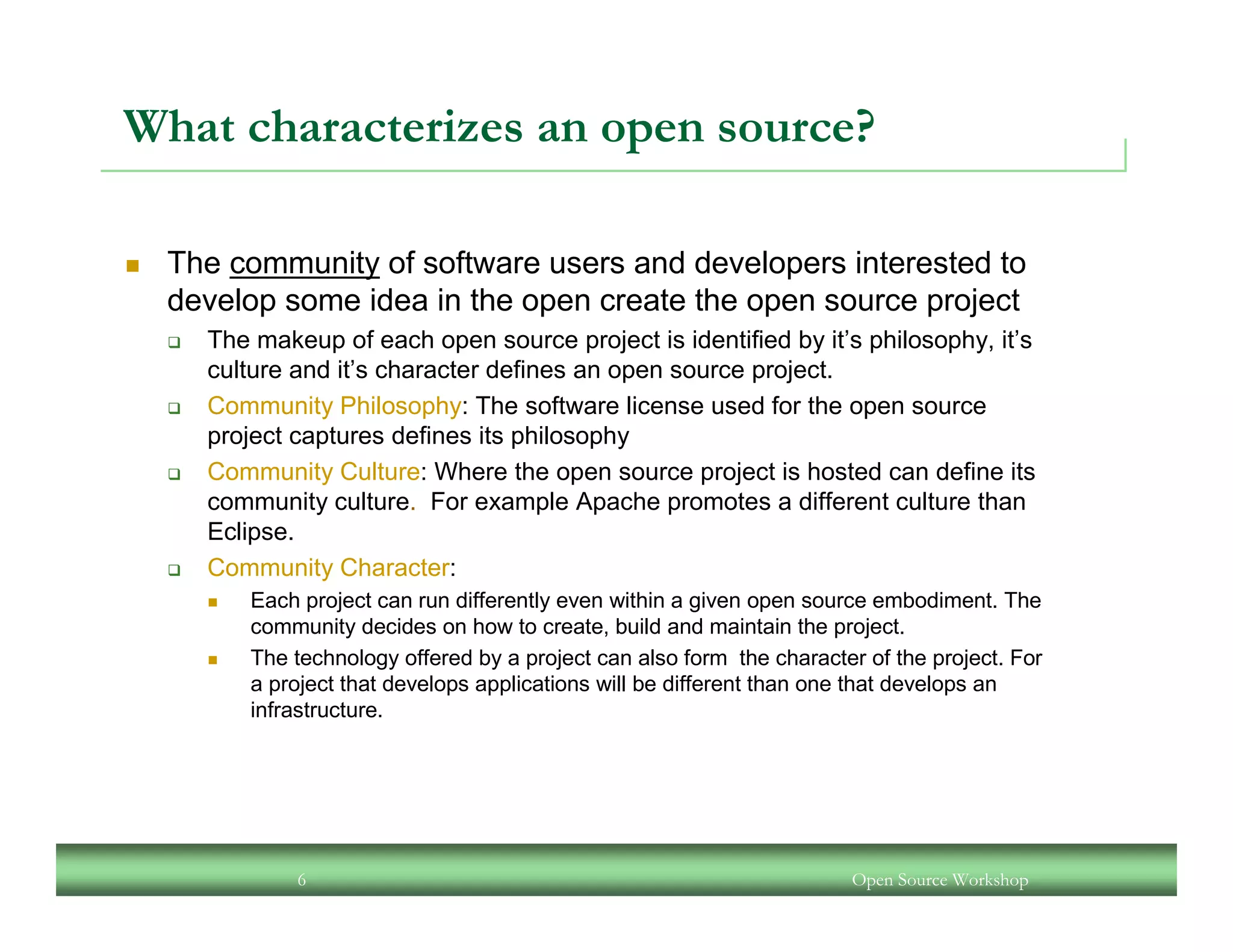 An Open Source Workshop