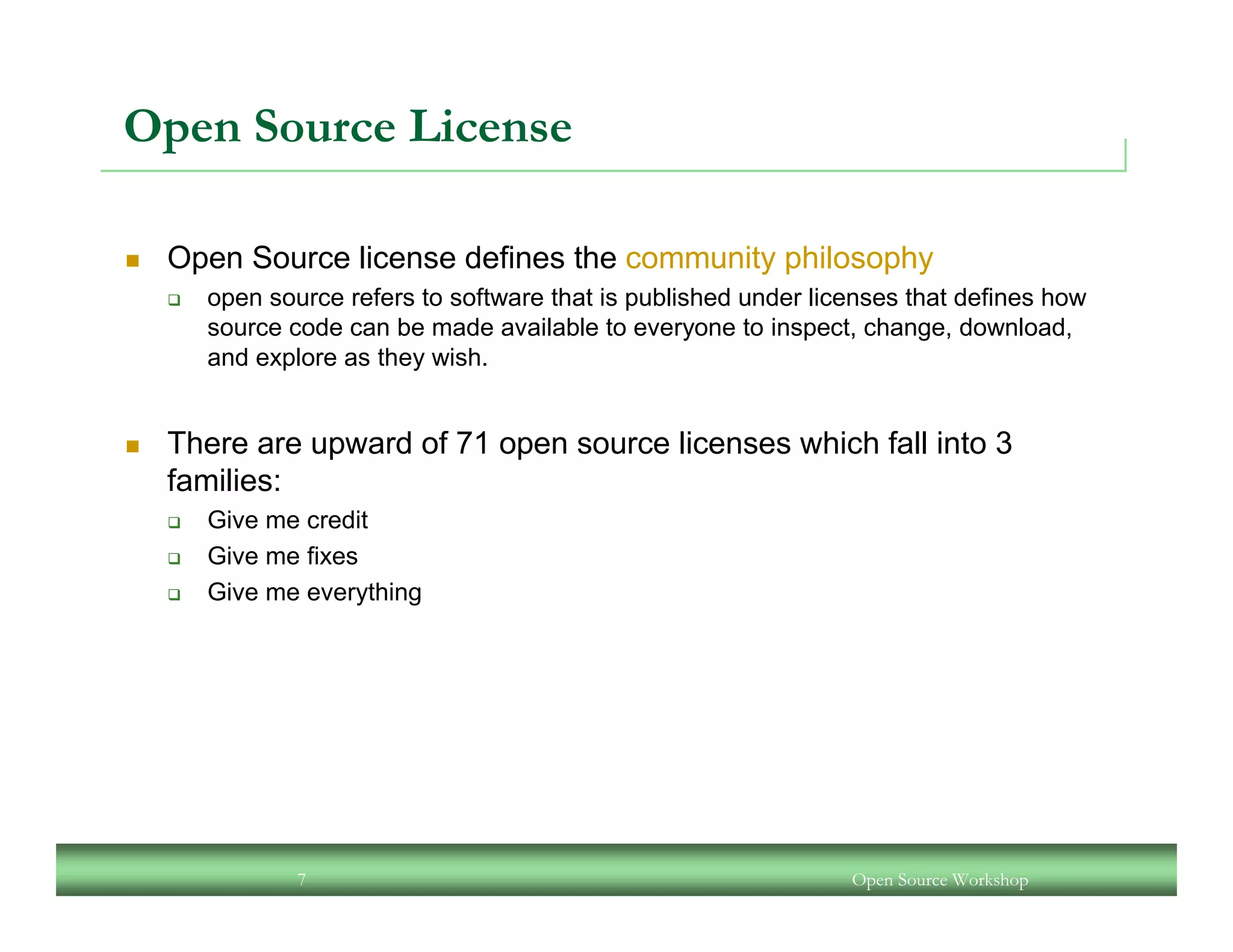 An Open Source Workshop