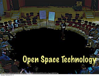 Open Space Technology
http://3.bp.blogspot.com/-laMZAKxj2o8/TZs4xEwQoJI/AAAAAAAAAEM/Wk-Z1R_mFpg/s1600/OST.jpg
Sunday, February 26, 12
 