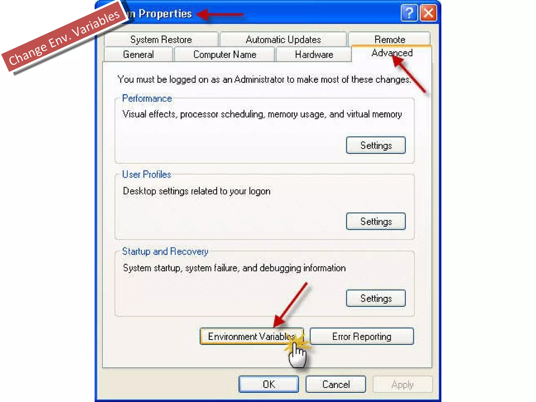 Change Env. Variables