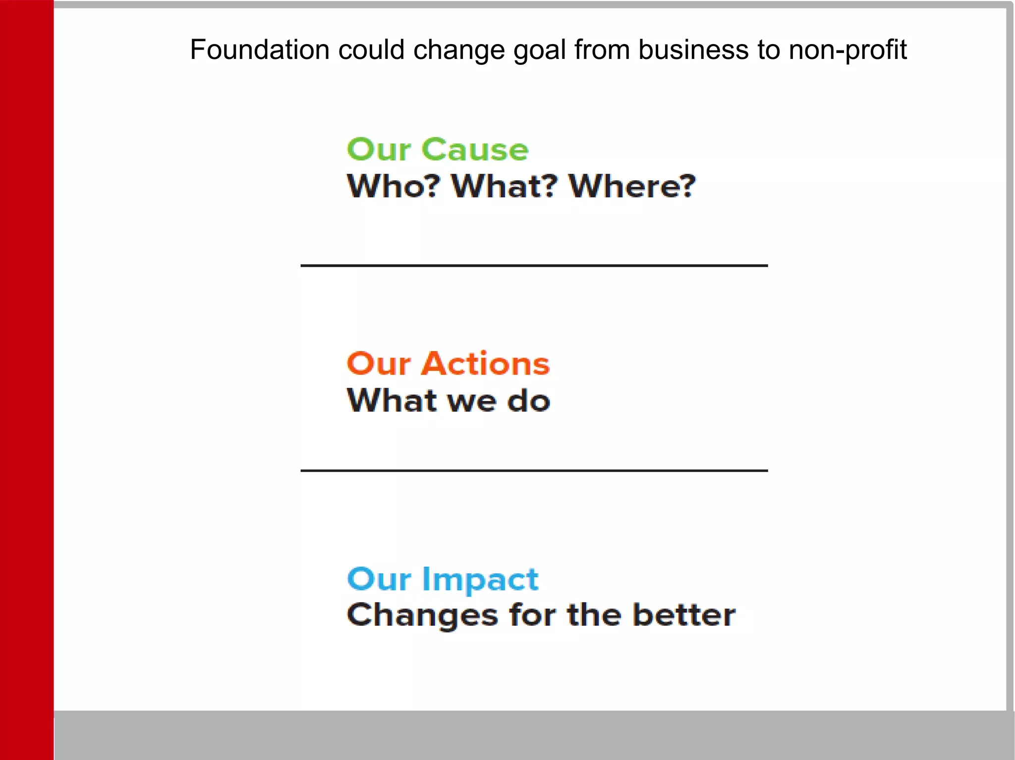 Foundation could change goal from business to non-profit