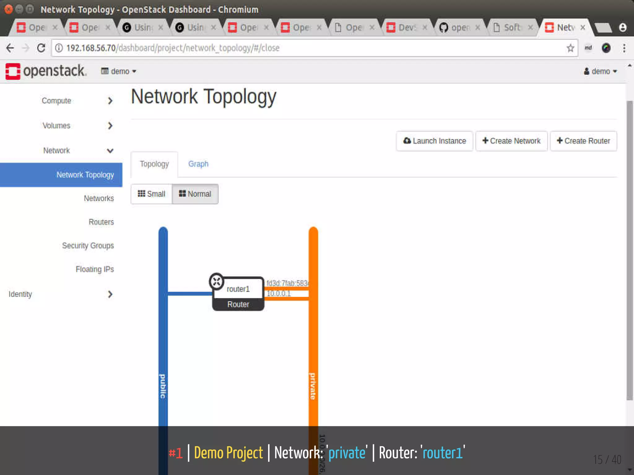 #1 | Demo Project | Network: 'private' | Router: 'router1' 15 / 40
 