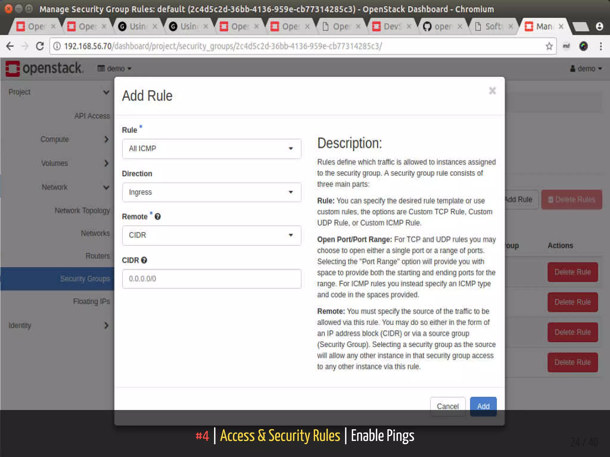 #4 | Access & Security Rules | Enable Pings 24 / 40
 