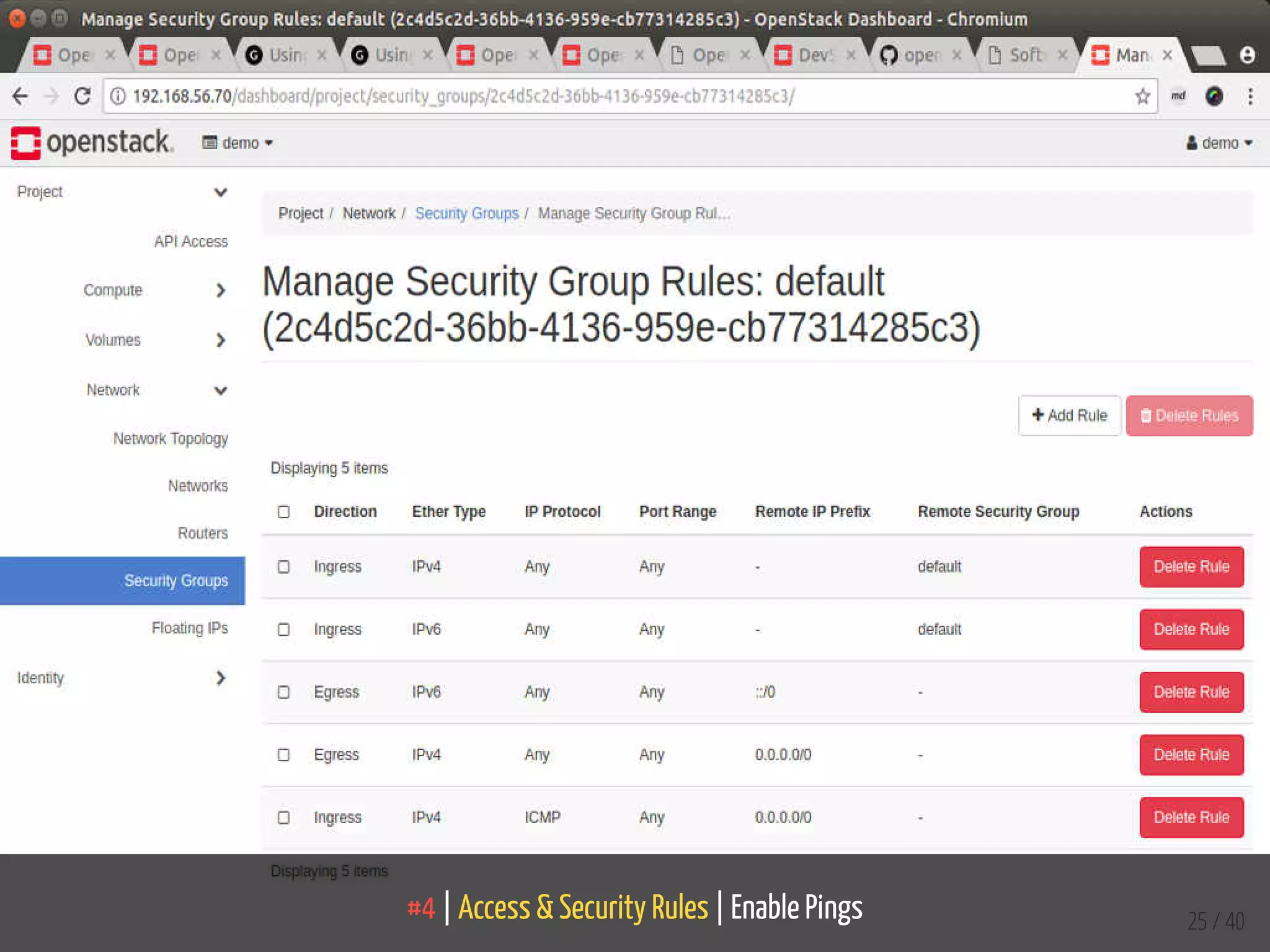 #4 | Access & Security Rules | Enable Pings 25 / 40
 