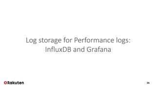 36
Log storage for Performance logs:
InfluxDB and Grafana
 