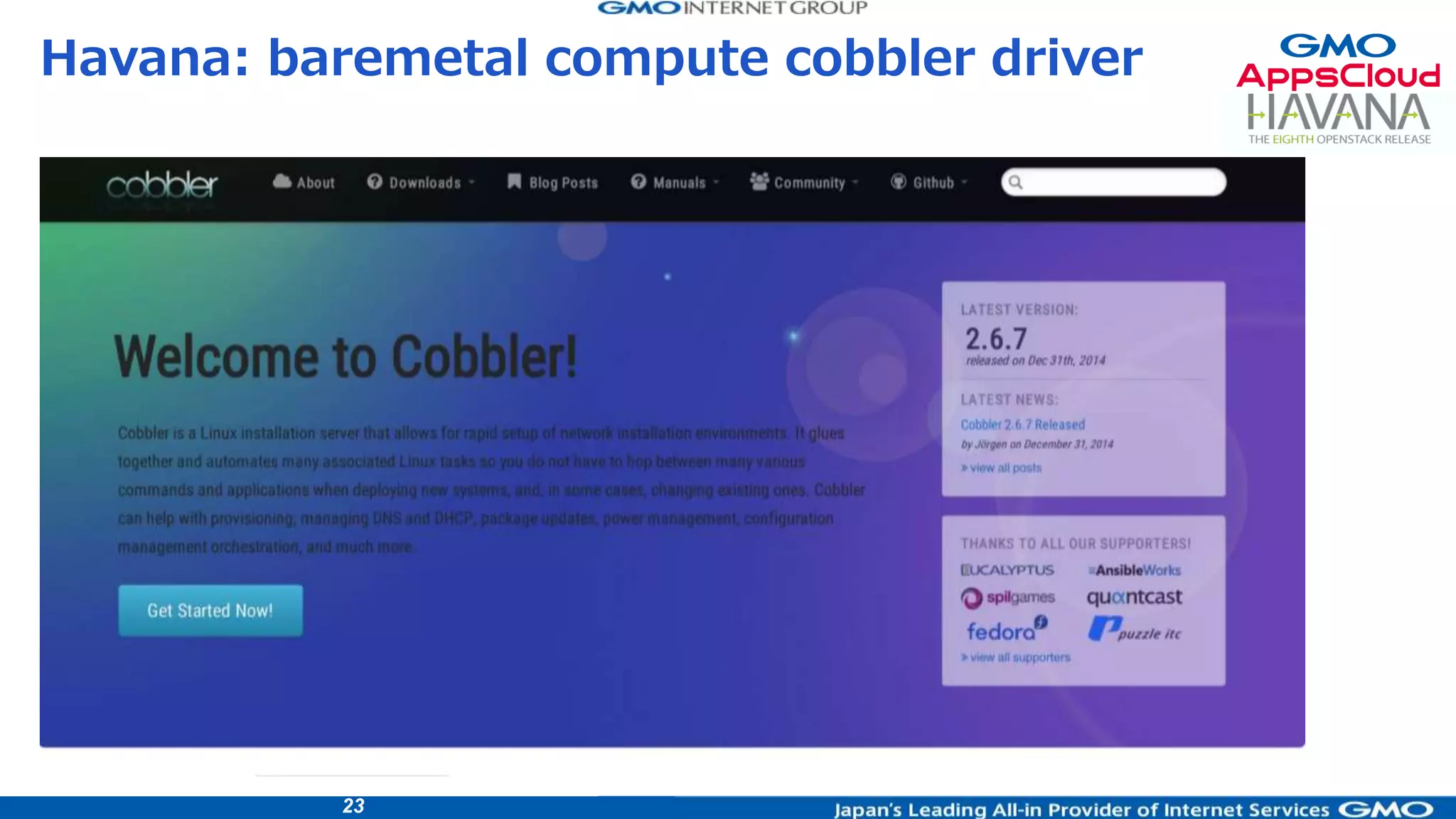 23
Havana: baremetal compute cobbler driver
 