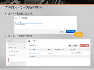 内部ネットワークの作成⑦
 ルーター名を指定します。
 ルーターが追加されます。
2014/11 34
クリック
 