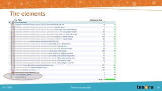 The elements
1/13/2016 Tesora Introduction 10
 