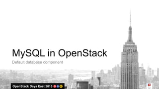 MySQL in OpenStack
Default database component
 