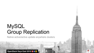 MySQL
Group Replication
Native active/active update anywhere clusters
 